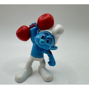 Peyo McDonald's The Smurfs Happy Meal Hefty Smurf Figure 2011 Blue Weightlifting